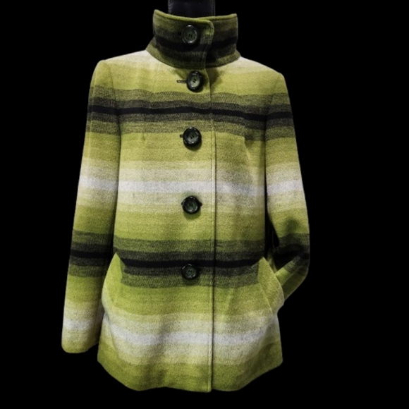 NWOT ABBIE MAGS Shades of Green Wool Blend Lined Jacket Blazer (M) - Picture 2 of 14